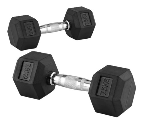 Mancuernas Hexagonales De Caucho 7.5kg Gimnasio En Casa