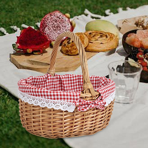 Cesta De Mimbre Para Picnic, Cesta De Almacenamiento, S Rojo