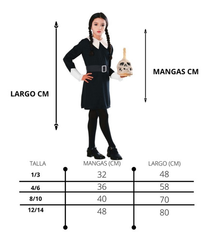 Imagen 2 de 5 de Disfraz Merlina Los Locos Addams Deluxe Niña