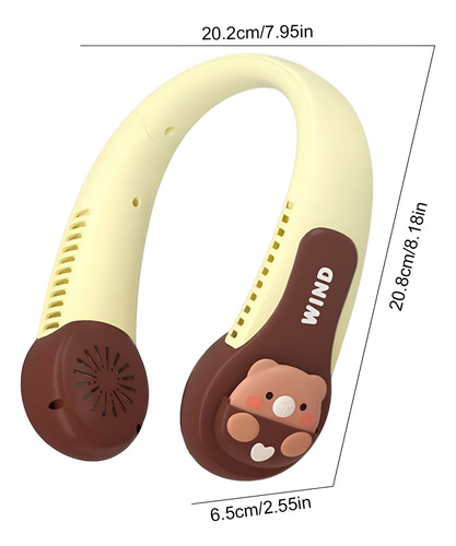 Ventilador Para Cuello Portátil Recargable 3 Velocidades Cafe