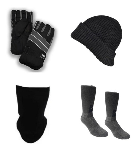 Combo T! Guantes Térmic+ Medias Térmic Largas + Cuello+gorro