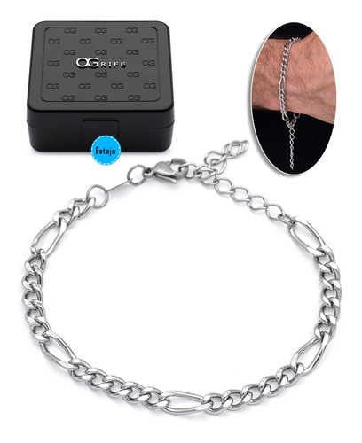 Pulseira Bracelete B-54 Ajustável 18cm A 23cm Aço Inox Prata