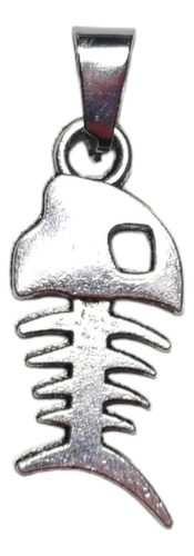 Dije Espina Pez Pescado Aleacion C/ Pulsera Acero Quirurg Color Plateado