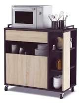 Comprar Mueble Auxiliar Cocina Tu Mesita Missy Negro\u002Froble + Ruedas