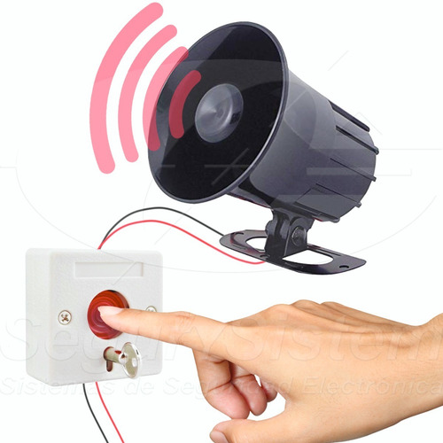 Sirena Alarma Casa Vecinal 6 Tonos 12v 20w Pulsador Y Fuente