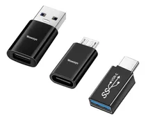Comprar Wowssyo 3 Piezas Adaptador Usb Cable Otg Adaptador Otg Usb Tipo C a Usb 3.0 5gbps Para Cable Usb a Tipo c Micro-USB Soporta carga rápida y transferencia de datos