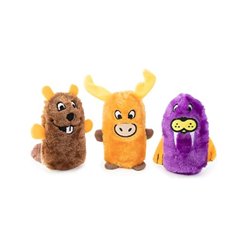 Zippypaws Squeakie Buddies - Paquete De 3, Castor, Alce, Mor