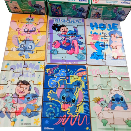 Stitch Kit 6 Mini Quebra Cabeça Lilo & Stitch Disney Madeira