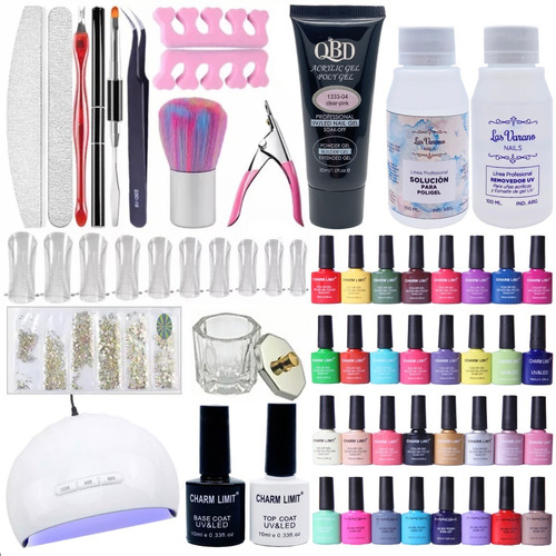 Kit Inicial Uñas Polygel Y Semipermanente Cabina Completo 