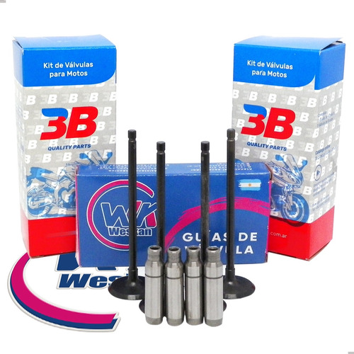 Kit Guias Weskan Fundicion + Valvula 3b Bajaj Ns 200 X4