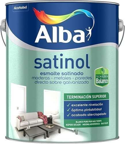 Esmalte Satinado Satinol Al Agua Alba Blanco 20 Lts