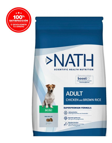 Nath Adulto Mini Sabor Pollo Y Arroz Integral 7 Kg Alimento Comida para Perros