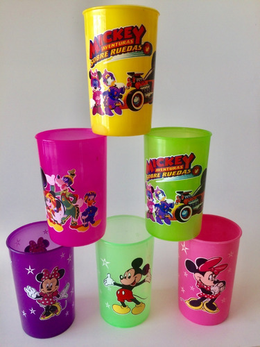 Imagen 1 de 7 de Vasos Mickey Sobre Ruedas, Minnie, Spiderman, Cotillón X 12.
