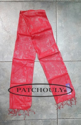 Imagen 2 de 5 de Pañuelo Lurex Bufanda Pashmina Algodón India Hindú Fucsia