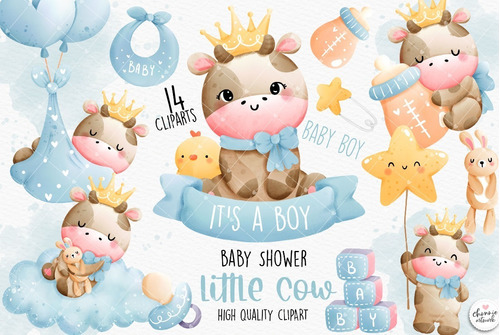 Kit Imagenes Cliparts - Baby Shower Vaquita Bebe Nene  Png  