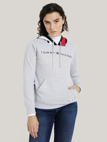 Polerón Hoodie Colorblock Flag Gris Tommy Hilfiger