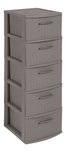 Cajonero Organizador Apariencia Rattan 5 Gavetas Marca Mq Color Taupe