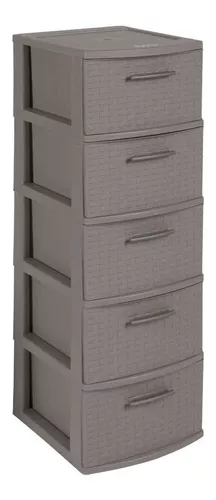 comprar Cajonero Organizador Apariencia Rattan 5 Gavetas Marca Mq Color Taupe