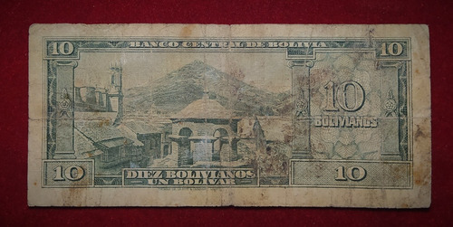 Billete 10 Bolivianos 1952 Bolivia Pick 139 C Serie C (Usado)