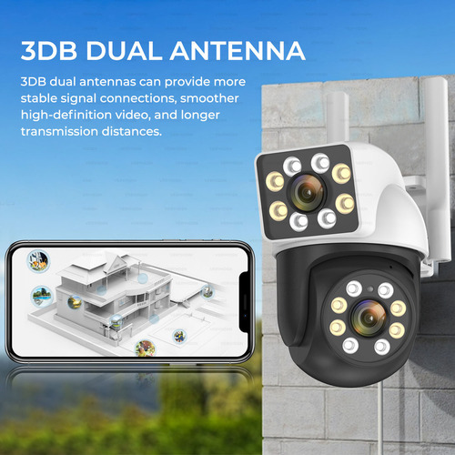 Cámara WiFi de 8 megapíxeles, 5 g, PTZ, cámara de seguridad de doble lente, doble pantalla, Ip66, seguimiento automático, cámaras IP exteriores a todo color, zoom de 8x