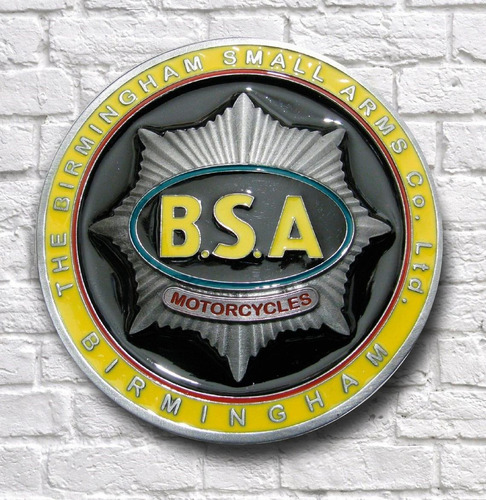 Placa Redonda Mdf Bsa Motors Motorcycles Decoração Garagem