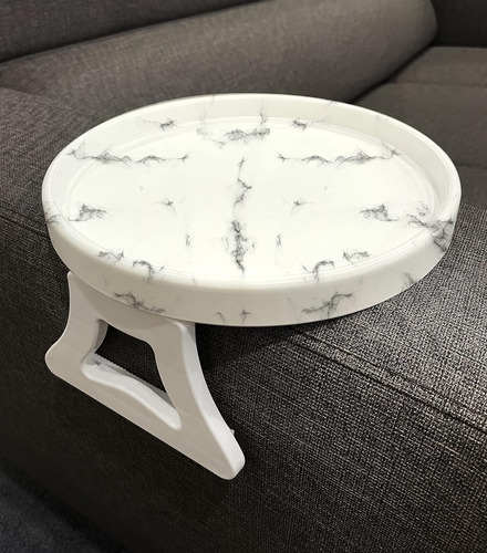 Mesa Con Clip Para Brazo De Sofá Con Estampado De Mármol, Me