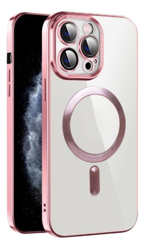 Funda For iPhone 14 Pro Max Magsafe + Protector Camara Rosa