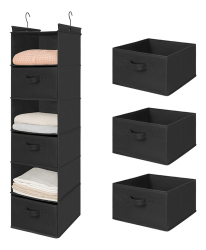 Organizador Colgante Para Ropa Con 3 Cajones Color Negro