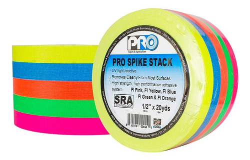 Juego de cintas fluorescentes Spike Stac Gaffer Tape de 1,2 cm x 18 m
