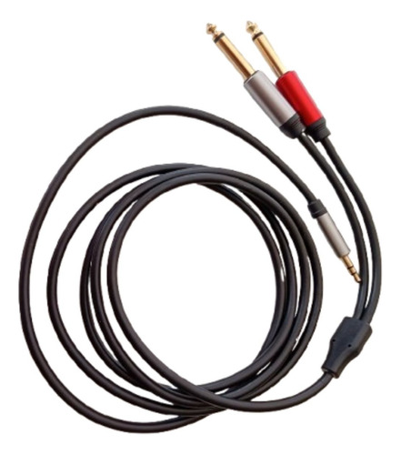 Cabo Stereo P2 E 2 P10 Mono Plug De Metal Cabo Com 1.80 Mt