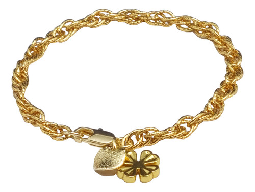 Pulseira Feminina Trevo Da Sorte Banhada A Ouro 18k