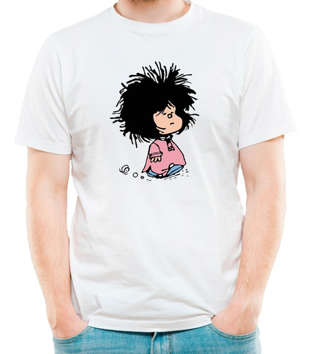 Imagen 2 de 6 de Remera Mafalda Despeinada Modal Premium Hombre Mujer Niños