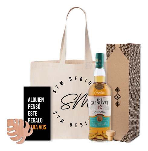 Combo Kit Whisky Glenlivet 12 Años Single Malt Grabado