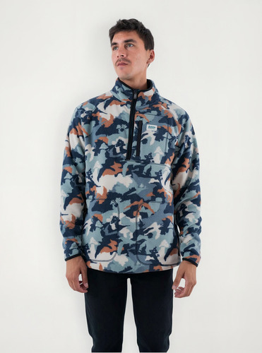 Polar Hombre Half Zip Patch Geo Azul