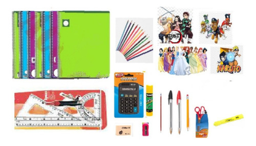 Paquete Utiles Escolares Secundaria 8 Cuadernos Calculadora
