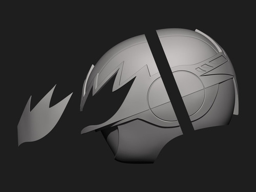 Escultura Power Ranger Samurai Green Helmet Mode 2