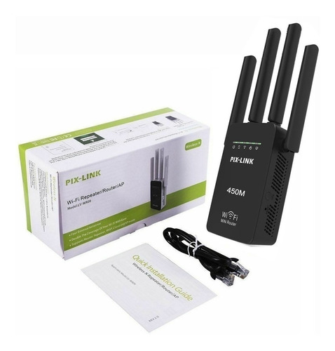  Repetidor Amplificado Wifi 4 Antenas Rompemuros Pix-link