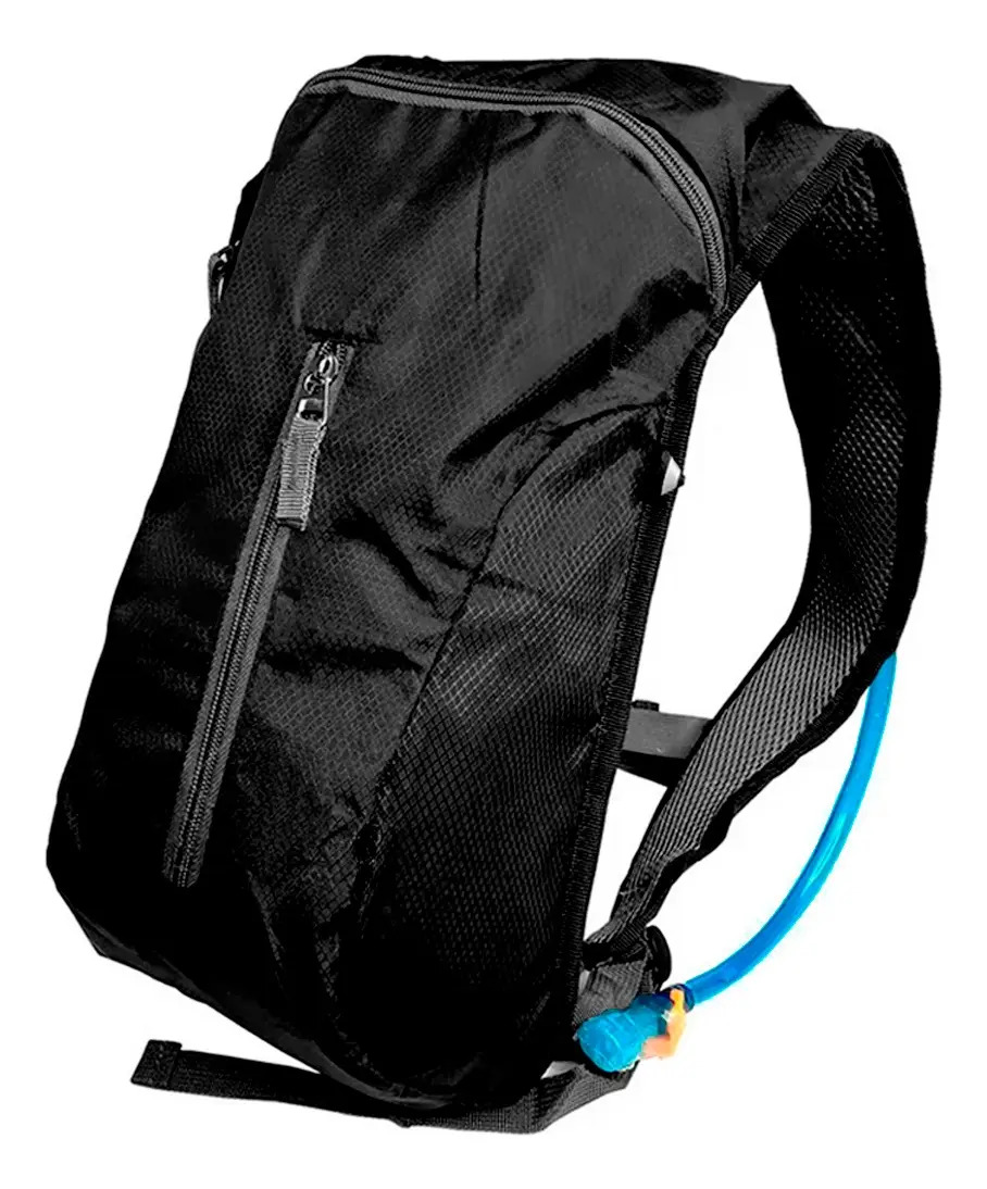 Mochila de Hidratação 2L Tumblr Esportiva Impermeável Preta Zíper Reforçada