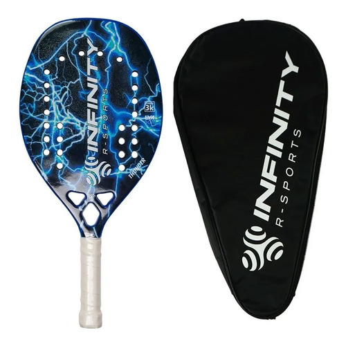 Raquete TĂȘnis Praia 100% Carbono 3k Faces Black Eva Azul