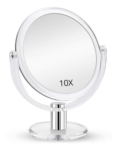 Espejo Vidrio Doble 23x17cm Base+marco Acrílico Aumento X 10