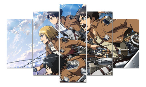 Cuadro - Poster - 5 Piezas 135 X 80 Cm - Shingeki No Kyojin