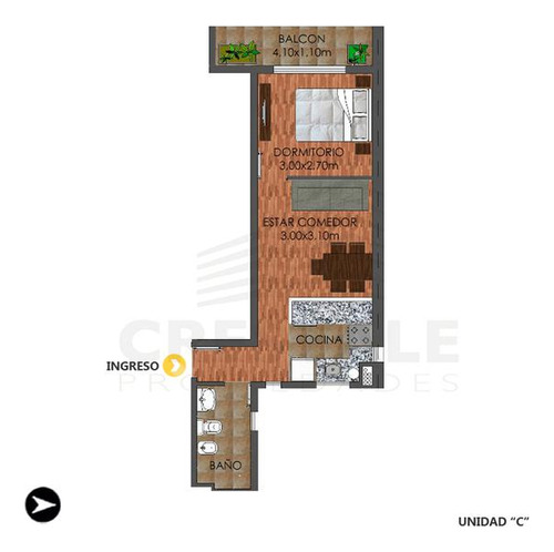 Departamento 1 Dormitorio En Venta - Rosario