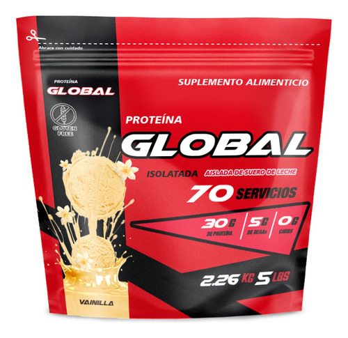 Proteína Isolate Global Protein 2.26kg 5lbs En Bolsa Vainilla