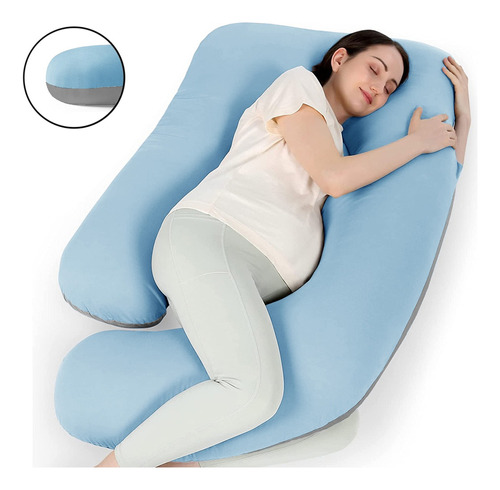 Almohada Embarazo Y Lactancia Soporte Multiple Super Suave Color Azul Cielo Combinado