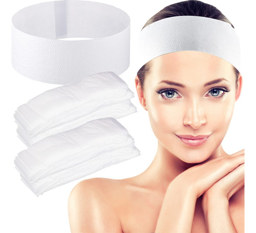 300 Diademas Faciales Desechables Para Spa, Color Blanco, El