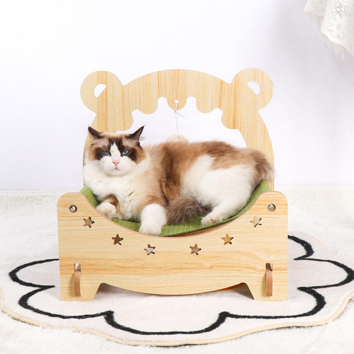 Cama De Gato De Madeira Rede De Dormir Confortável Elevada