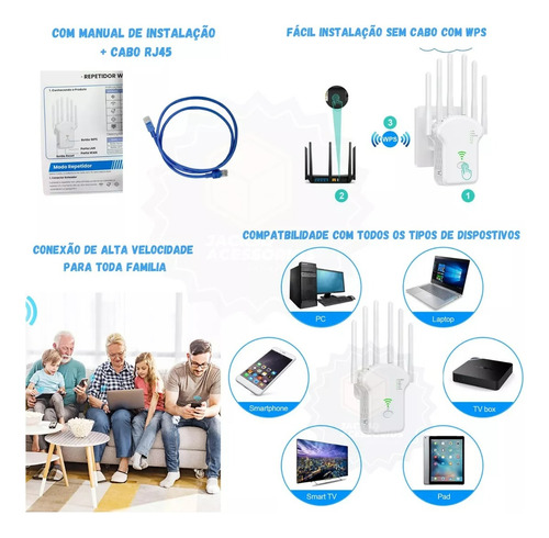 Roteador Rf 6 Antenas 300mbps Wi-fi Branco Longo Alcance