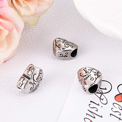 **conjunto De 3 Abalorios De Corazón De Mamá De Plata...