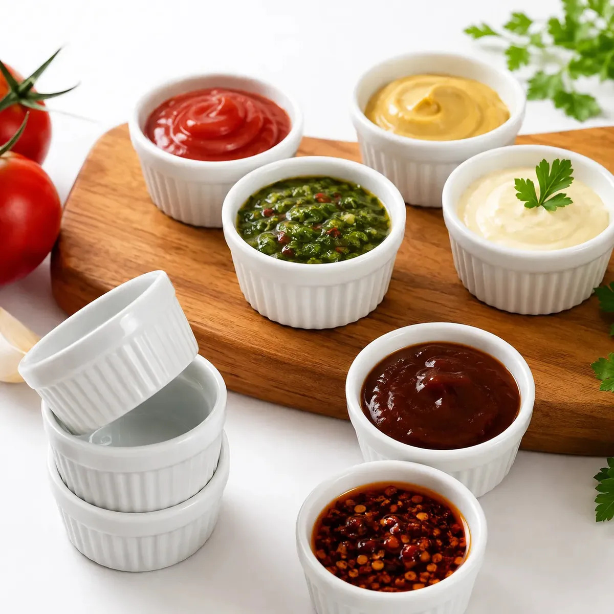 10 Unidades Ramekin Porcelana Branco Canelado Molho Especial
