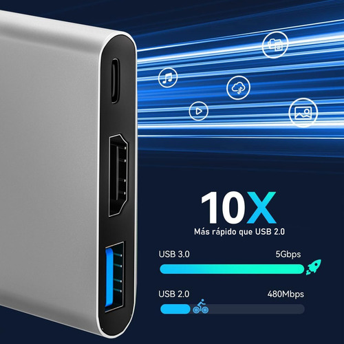 Estación De Acoplamiento 3 En 1 Adaptador Usb-c A Hdmi